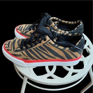 Rag & Bone classic low-top, lace-up sneaker with custom zebra print.